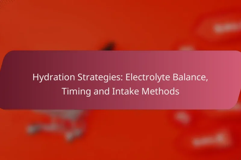 Hydration Strategies: Electrolyte Balance, Timing and Intake Methods