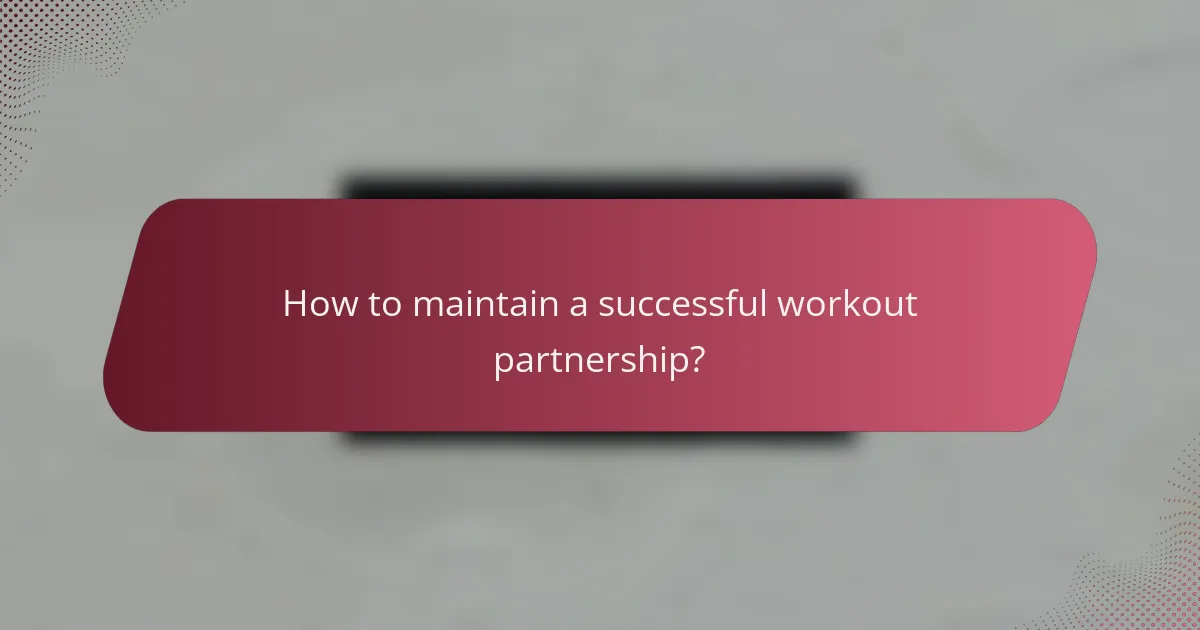 How to maintain a successful workout partnership?