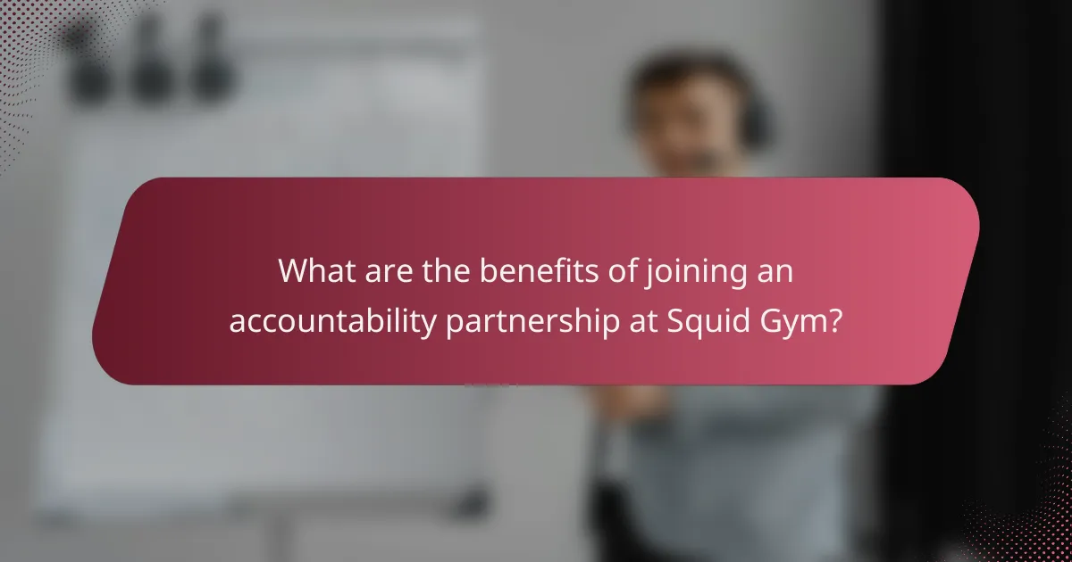 What are the benefits of joining an accountability partnership at Squid Gym?